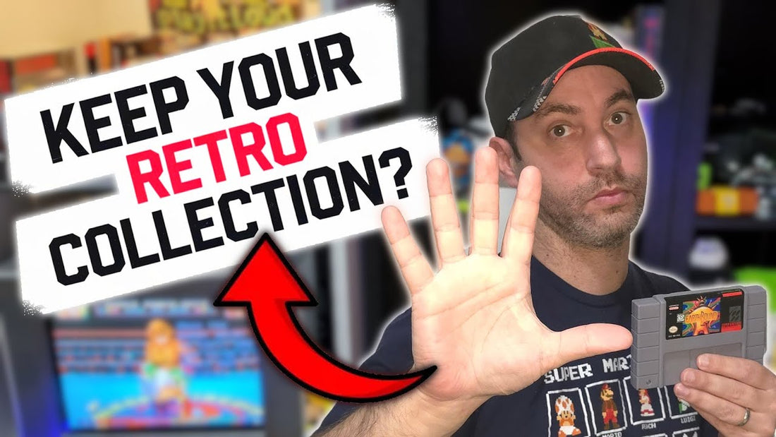 Retro video game collection with original cartridges, boxed games, discs and classic consoles showing common mistakes collectors should avoid.