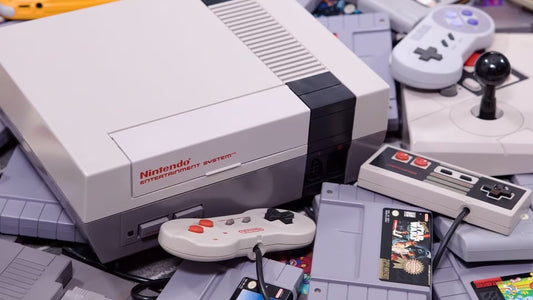 American retro game consoles including classic Nintendo, SEGA and PlayStation systems displayed for collectors in the UAE.
