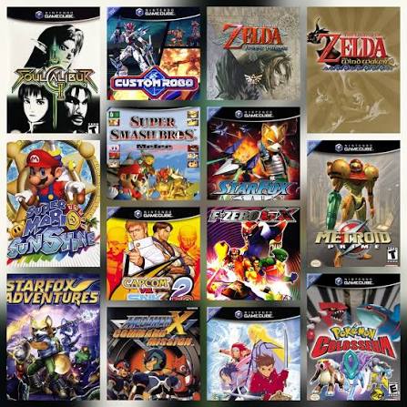 Collection of Nintendo GameCube fantasy games including Zelda, Fire Emblem, Baten Kaitos, Tales of Symphonia, and other classic RPG titles.