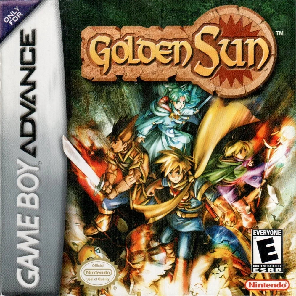 Authentic Game Boy Advance RPG games displayed for collectors, featuring classic Nintendo handheld role-playing games.