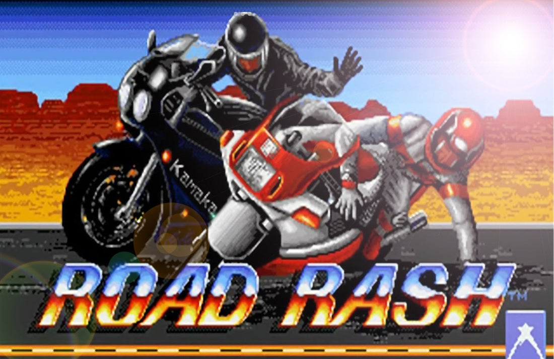 Original Sega Mega Drive racing games and cartridges featuring classic 16-bit motorcycle, arcade, Formula One, and car racing titles.