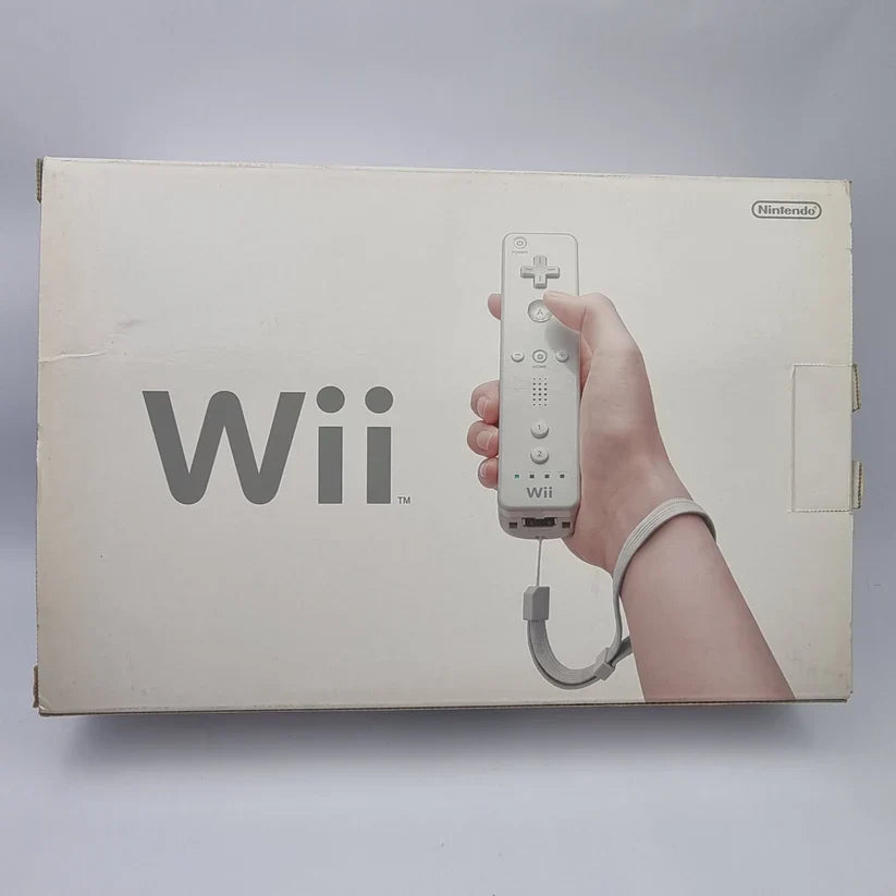 Original Nintendo Wii console with Wii Remote, Nunchuk, and classic Nintendo Wii games available from Retros.ae in Dubai, UAE.