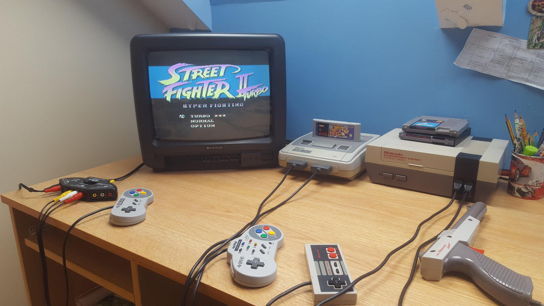 Timeline of classic home video game consoles including Atari, Nintendo, Sega, PlayStation, Xbox, and modern gaming systems.