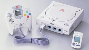 Physical Sega Dreamcast disc collection featuring retro Sega games