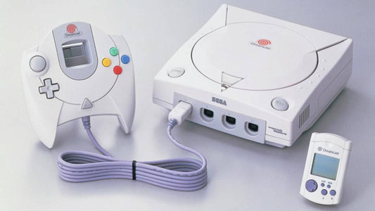 Physical Sega Dreamcast disc collection featuring retro Sega games