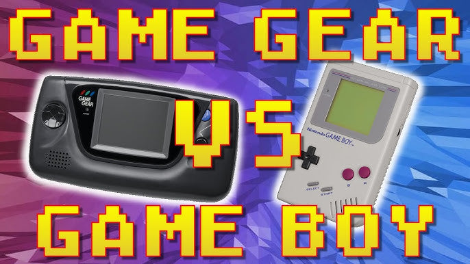 Side by side comparison of Sega Game Gear and Nintendo Game Boy handheld consoles