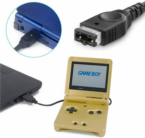 Game Boy Advance SP accessories bundle including cables and charger