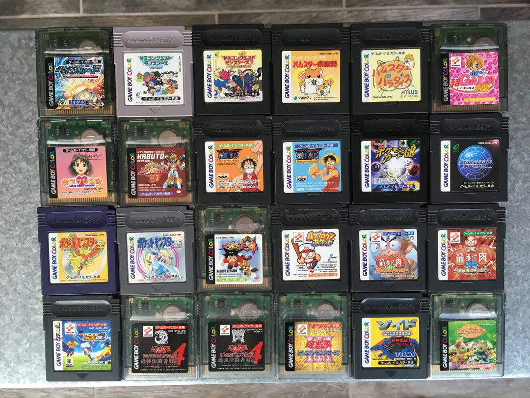 Collection of Japanese-exclusive Nintendo Game Boy cartridges and box art
