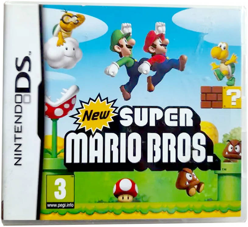 Close-up of Super Mario Bros Nintendo DS cartridge for collectors at Retros.ae