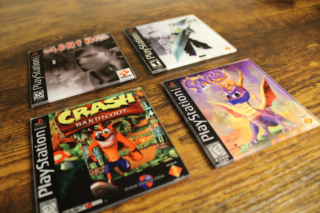 Collection of Sony PlayStation 1 game discs available at Retros.ae in the UAE