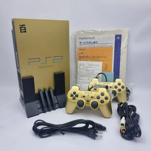 Authentic Sony PlayStation 2 Fat Hyakushiki Gold Gundam Edition console with matching controller for collectors at Retros.ae UAE