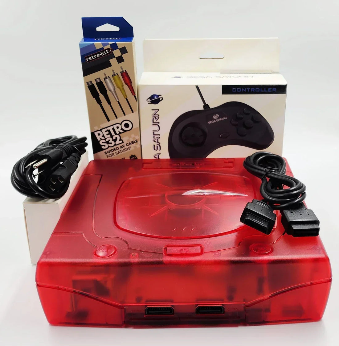 Retro gaming console bundle with games and controllers