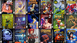 Physical Sony PlayStation 1 disc collection for retro gaming collectors