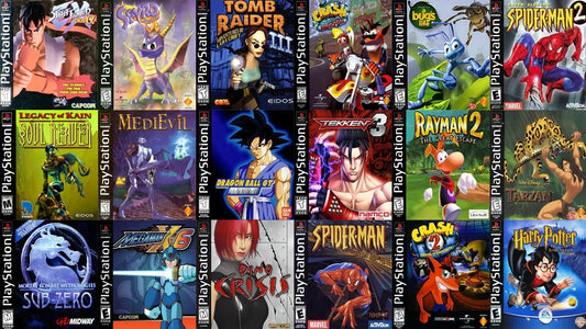 Physical Sony PlayStation 1 disc collection for retro gaming collectors