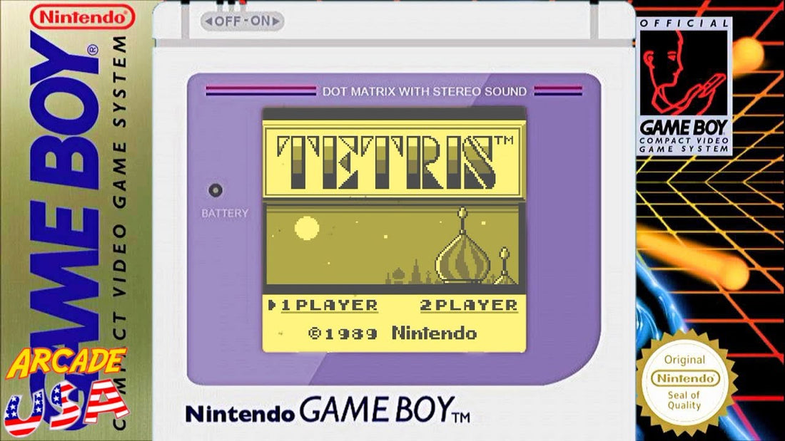 Tetris gameplay on Nintendo Game Boy, the most iconic handheld game ever made
