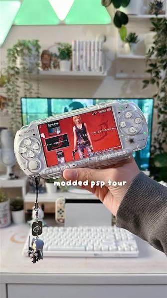 Original Sony PSP handheld gaming console available through Retros.ae in Dubai, UAE, with PSP customization and modding service options.