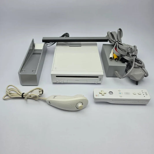 Original white Nintendo Wii console with Wii Remote and accessories for retro gaming collectors in Dubai UAE