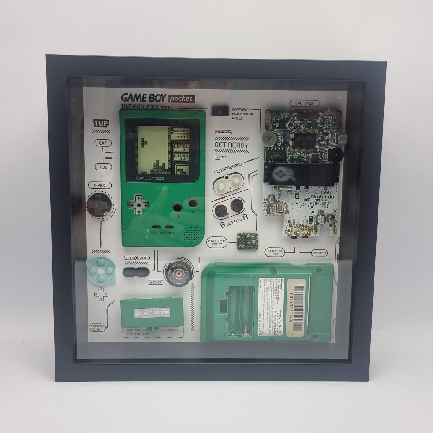 Deconstructed Nintendo Gameboy Pocket Green