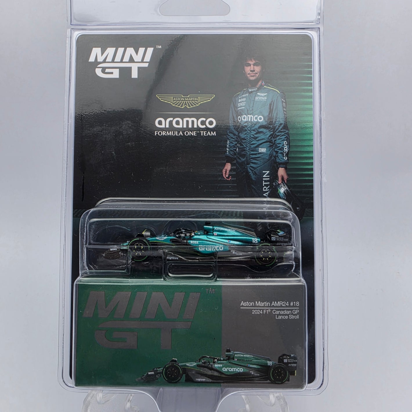Mini GT - Aramco Formula One Team: Aston Martin AMR24 #18 (2024 F1 Canadian GP Lance Stroll)
