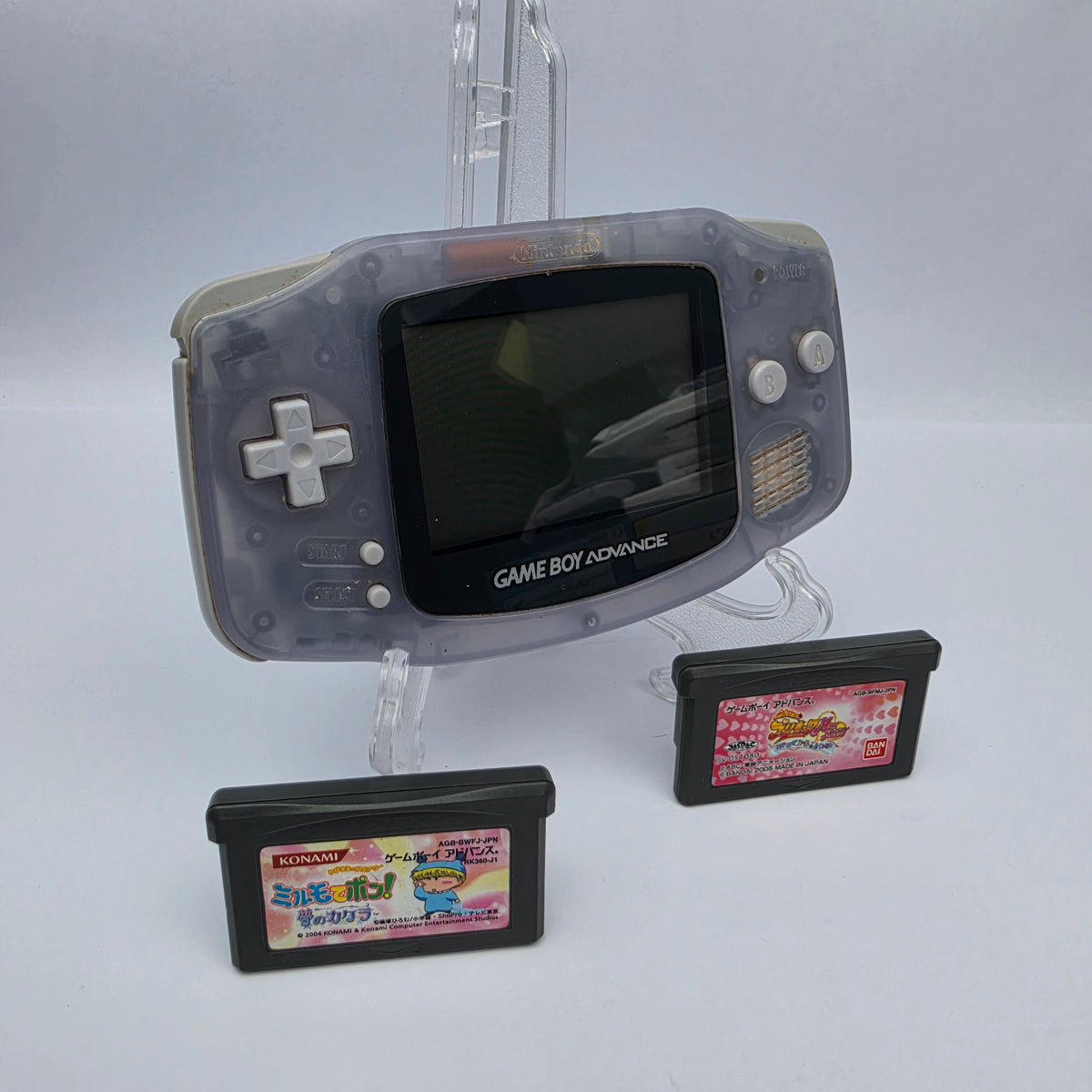 Nintendo Gameboy Advance - Glacier (Clear) Colorway - Plus 2 Games Bundle